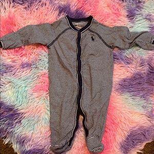 Ralph Lauren Blue and White Footies One Piece